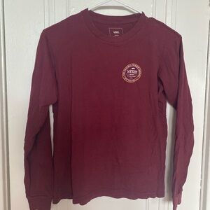 Vans Unisex Long Sleeve Crew Tee - Burgundy